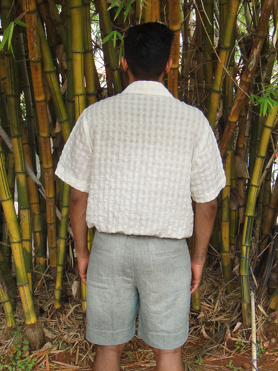 Landscape Shorts in Herringbone Weave