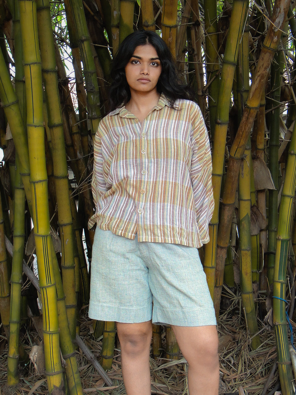 Landscape Shorts in Herringbone Weave