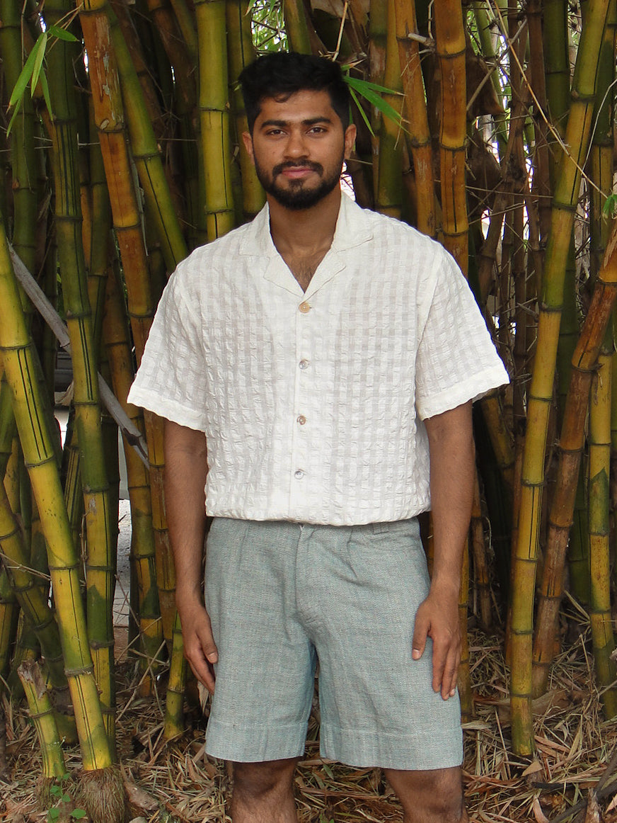 Landscape Shorts in Herringbone Weave